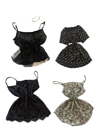 Y2K Cream et Blue Floral Print Camisoles-ST-311