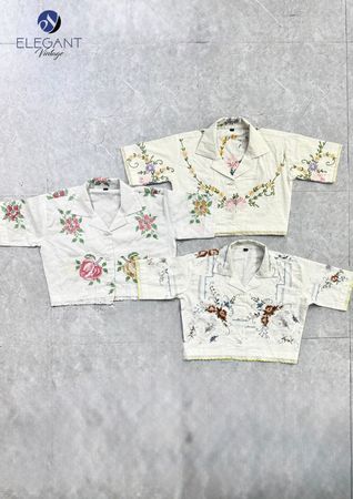UPCYCLED Embroidere Short Sleeve Collar Shirts - EVR0638