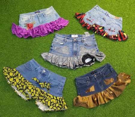 7969 - Upcycled Mini Denim Skirts