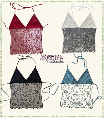 Upcycled Y2K beaded backless top