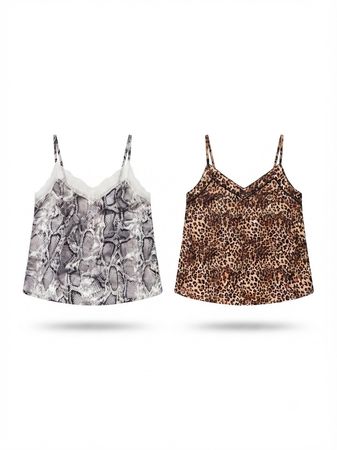 (FV-2186) Camisole & Cami Tops Mix | Floral, Leopard & Snake Print | Y2K Wholesale