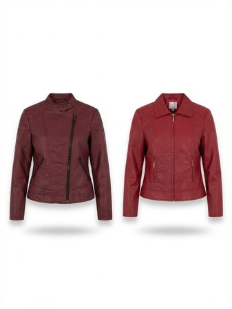 (FV-2758) Bundle di Giacche in Pelle Rossa Vintage – Stili Biker e Moto in Finta Pelle Y2K Retro