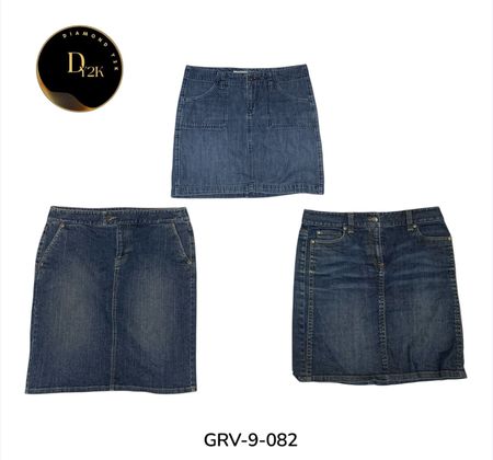Saia Midi de Denim Vintage – Saia de Jeans Azul Casual Y2K para Mulheres (GRv-9-082)