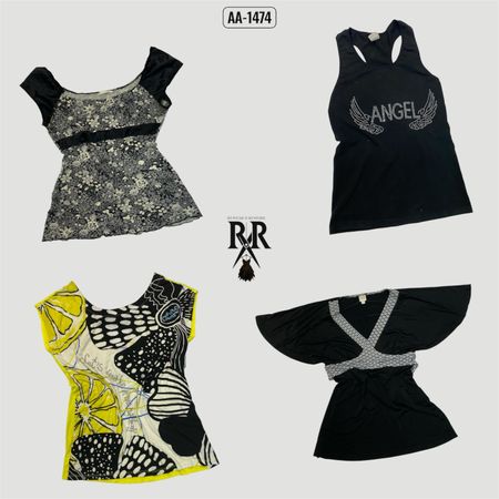Y2k Black Rave Mix Tops (AA-1474)