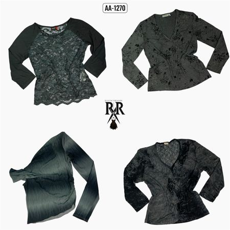 Y2K Dark Academia Misty Grey Full Sleeve Tops (AA-1270)