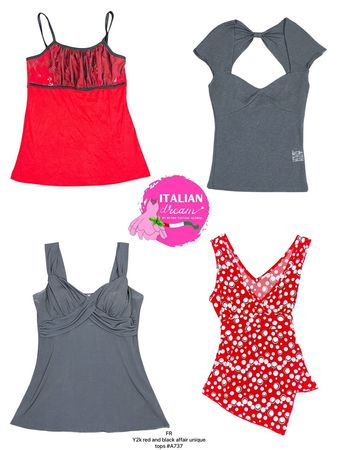Affaire rouge et noire Y2k hauts uniques
