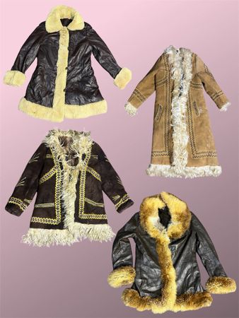 Y2K Ästhetik bestickter Wildleder Penny Lane Mantel (Rep)