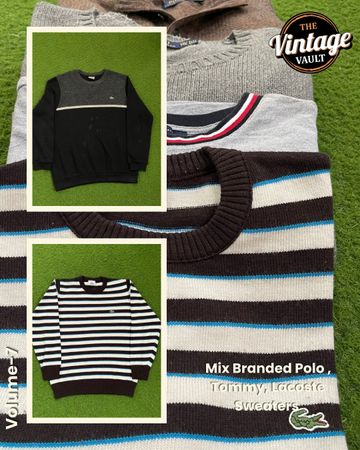 Pulls mixés de marque Ralph Lauren (Polo), Tommy et Lacoste, Volume : 7 à 10 pièces