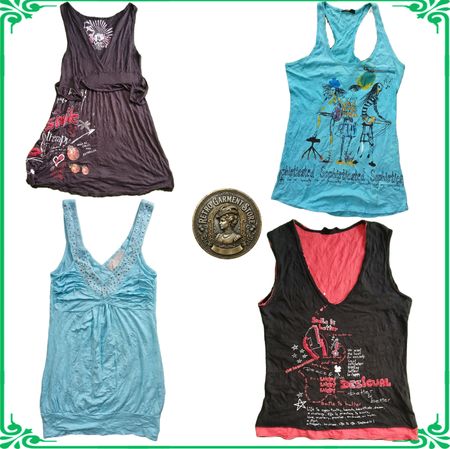 Y2K Vintage Designer Tanktops Bundle Desigual Graphic Cami Tops & Ärmellose V-Ausschnitte - Lot A25