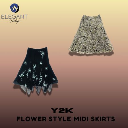 Y2K Flower Style Midi Skirts - EV1363