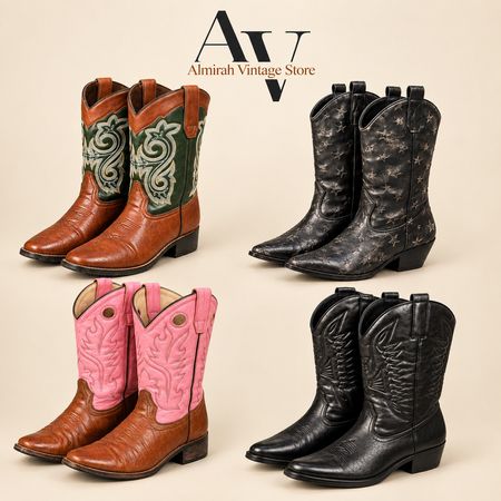Bottes en cuir vintage de cowboy