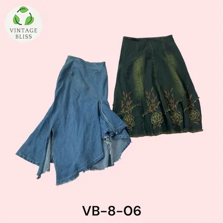 Denim Long Skirt Bundle Wholesale Mixed Styles 10 pcs (VB-8-06)