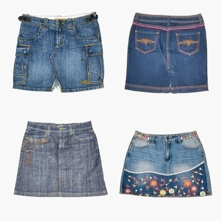 Gonne Mini in Denim Y2K Doodle con embellimenti