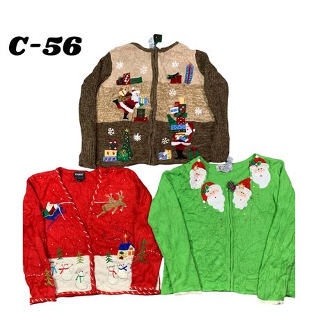 Lot de pulls vintage de Noël en gros | Mélange de 10 cardigans de fête pour femmes (Tiara International, Studio, S-XXL) C#56