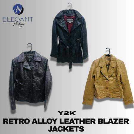Y2K Retro Alloy Leather Blazer Jackets- EV1219